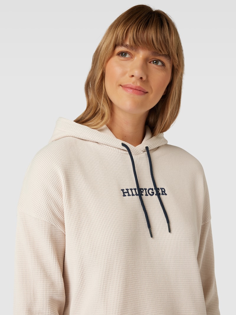Hoodie mit Label-Stitching Modell 'MONOTYPE' in beige