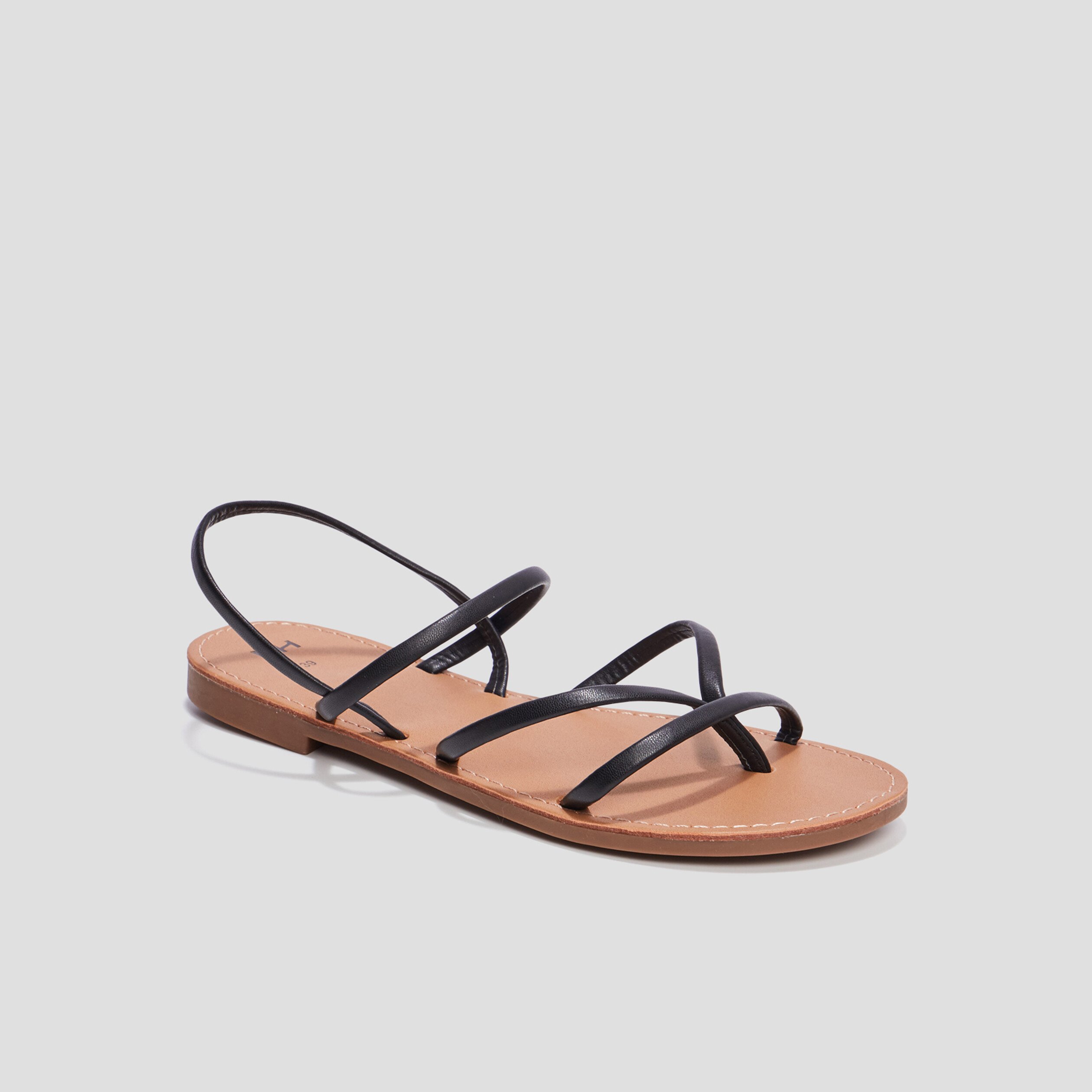 Sandales plates noir femme | La Halle