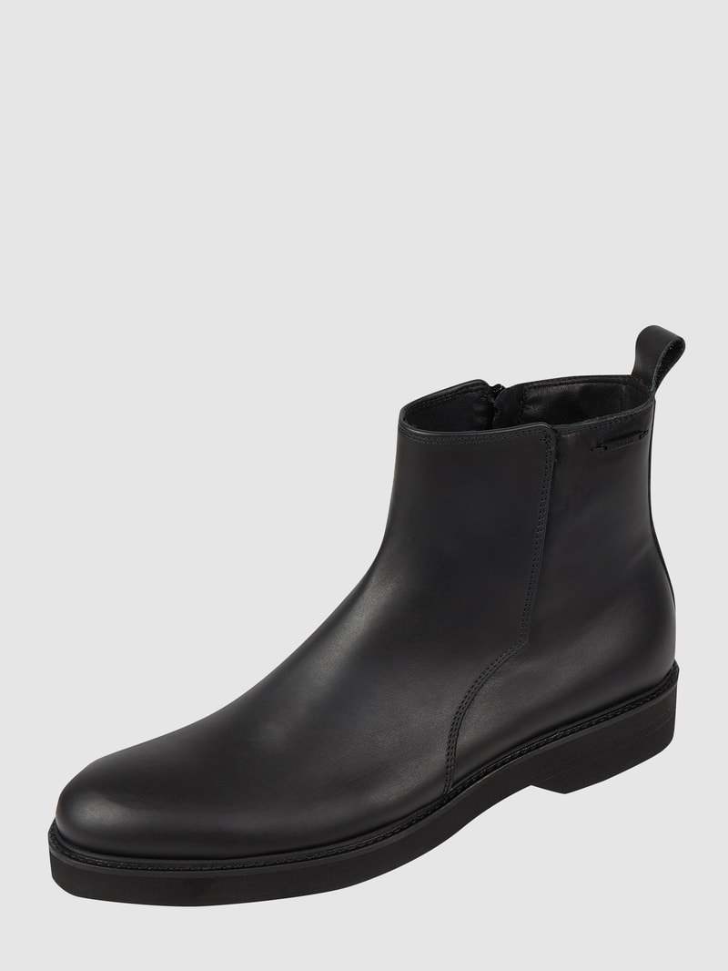 Lederboots mit Gummisohle in schwarz