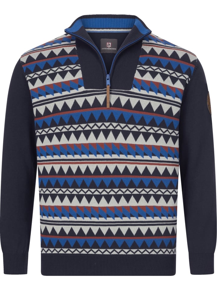 Jan Vanderstorm Pullover ERIKVALD in dunkelblau gemustert günstig kaufen