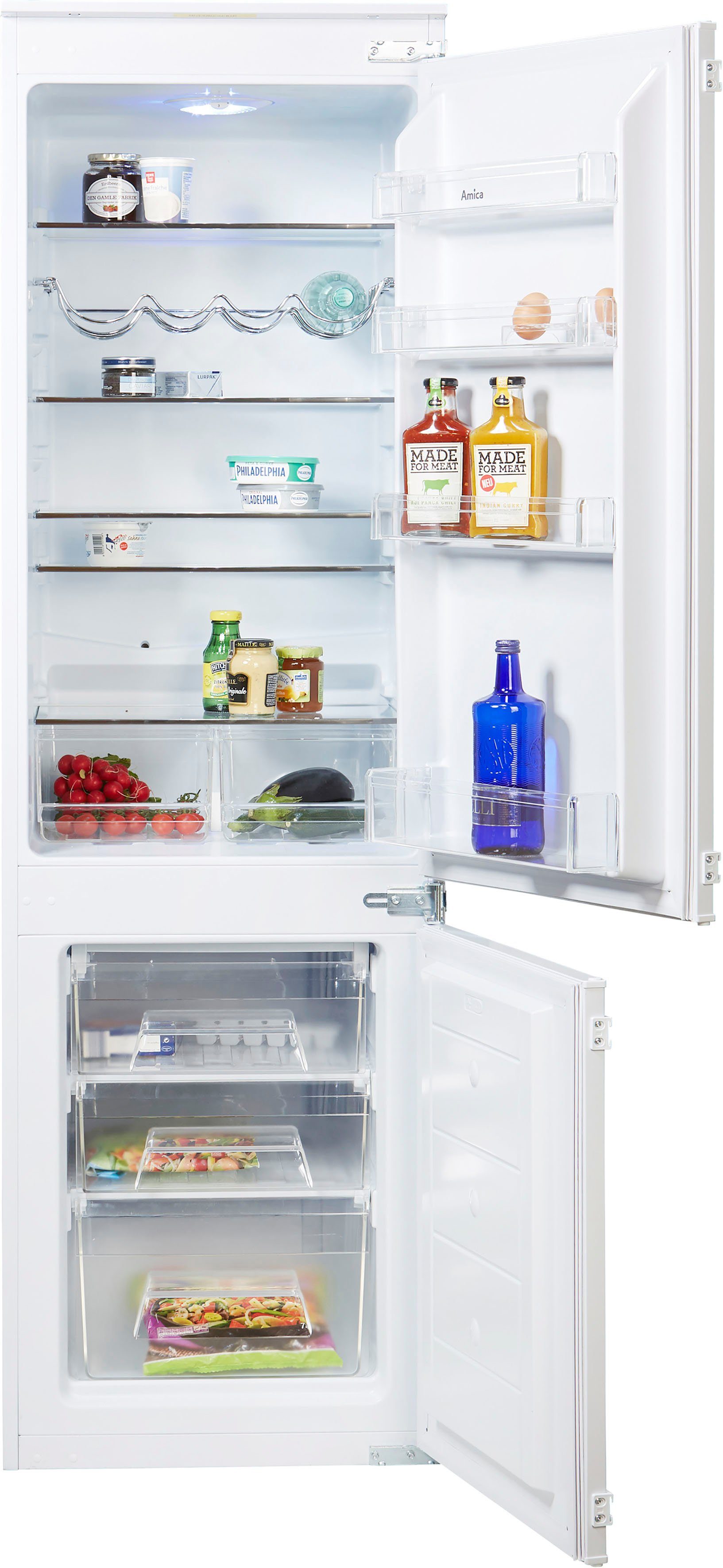 Amica Einbaukühlgefrierkombination BK313.3AA/EKGC 16177, 177,6 cm hoch, 54,5 cm breit, Sicherheitsglas