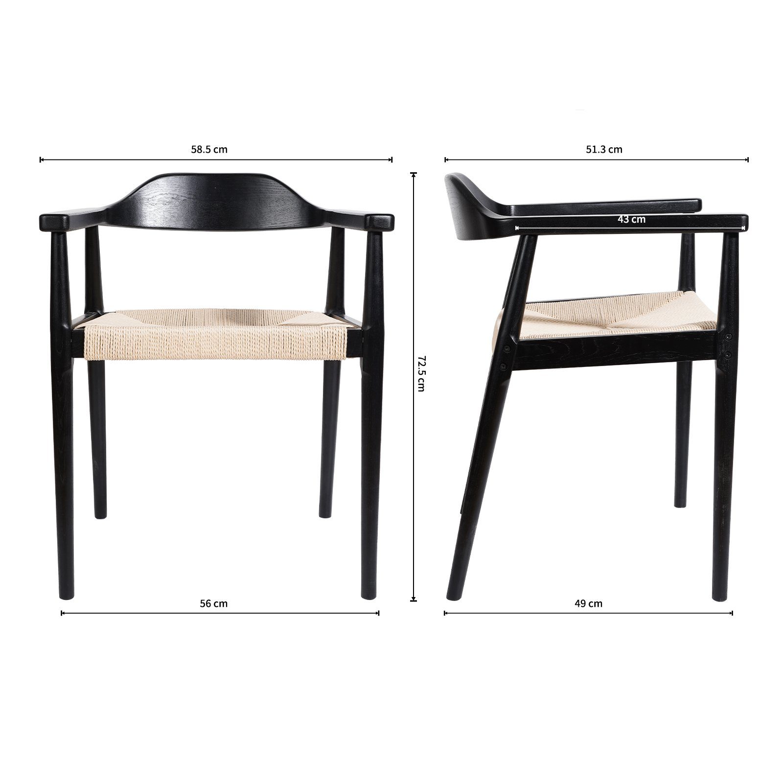 LIM HOME Esszimmerstuhl SW010 (Packung, 1 St), Eichenholzrahmen mit Sitzfläche aus Papierseil, einfache Montage