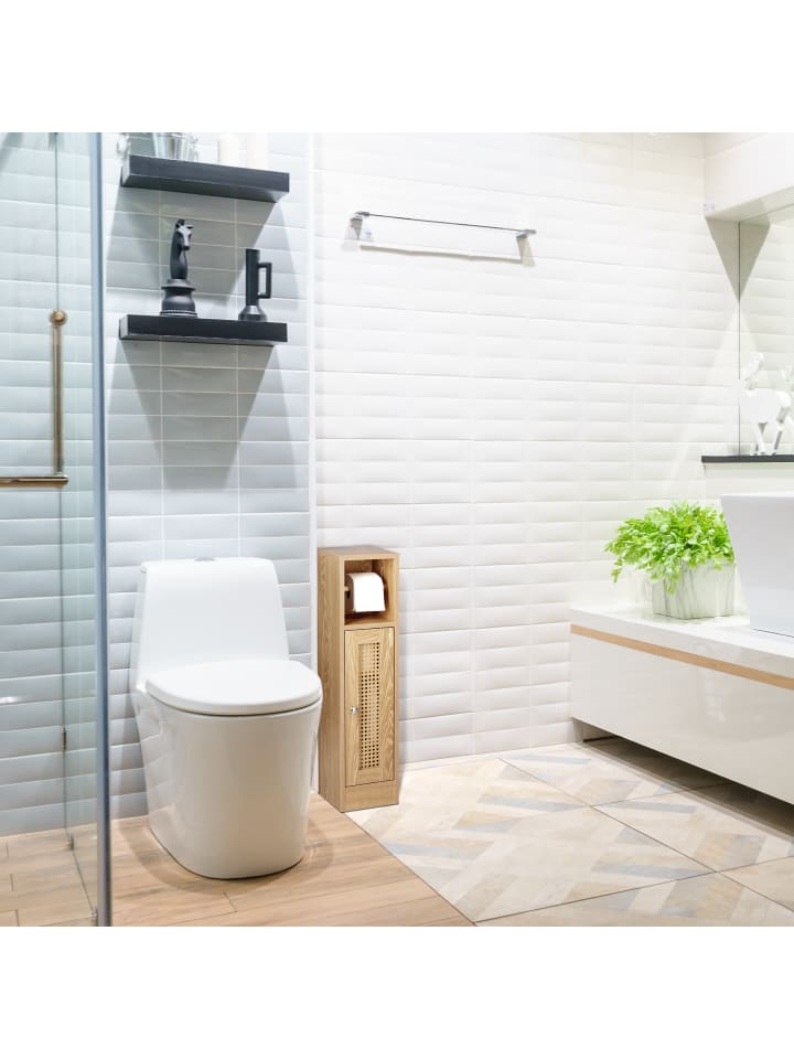 relaxdays Toilettenpapierhalter in Braun - (B)20,5 x (H)80 x (T)21 cm günstig kaufen onesize