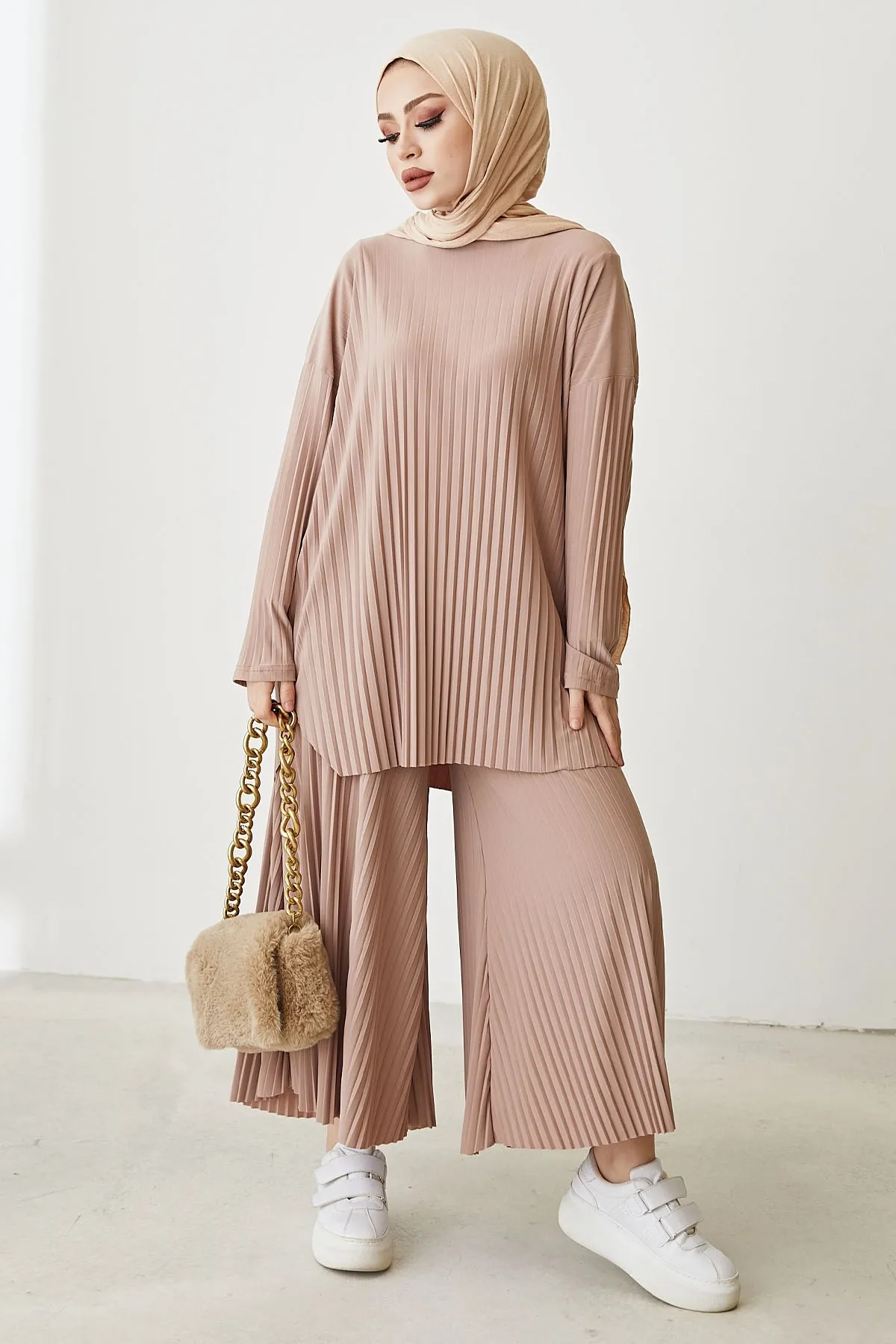 InStyle  Mila Faltenhosen-Tunika-Doppelset - Kamel