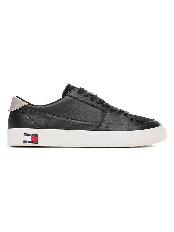 Tommy Hilfiger Shoes Leder-Sneakers in Schwarz/ Weiß günstig kaufen