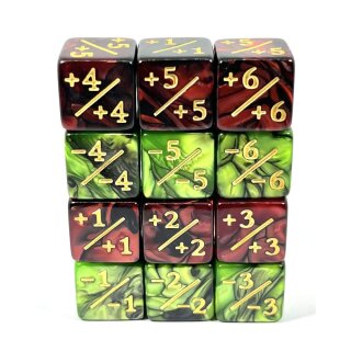 Würfelset 2-Toned D6: Counter Dice +/-, Red/Green (12)