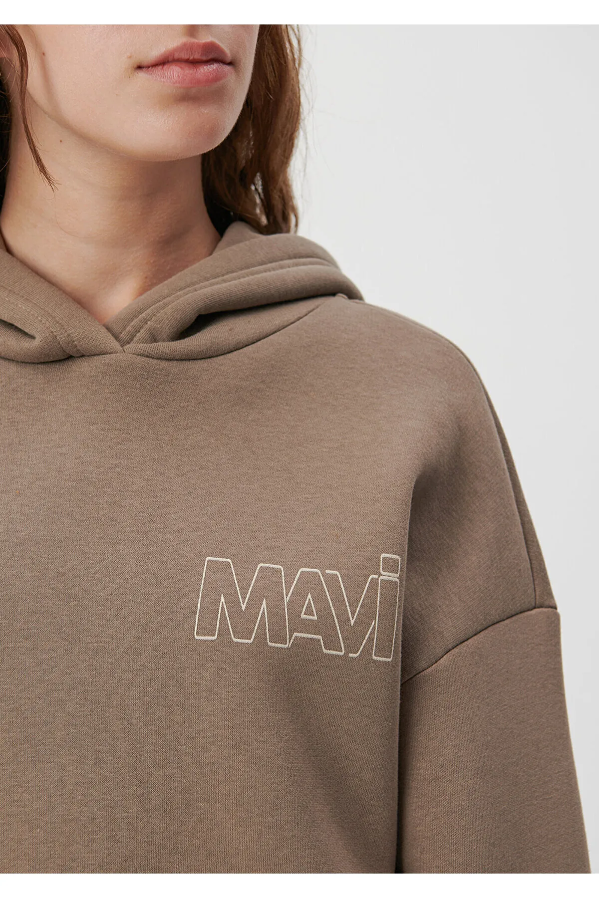 Mavi  Braunes Kapuzen-Sweatshirt mit Logo-Print 1611604-70380