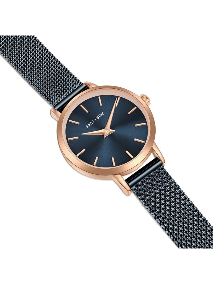 Eastside NY Damen Quarzuhr roségold Edelstahl blau in blau günstig kaufen 19 cm