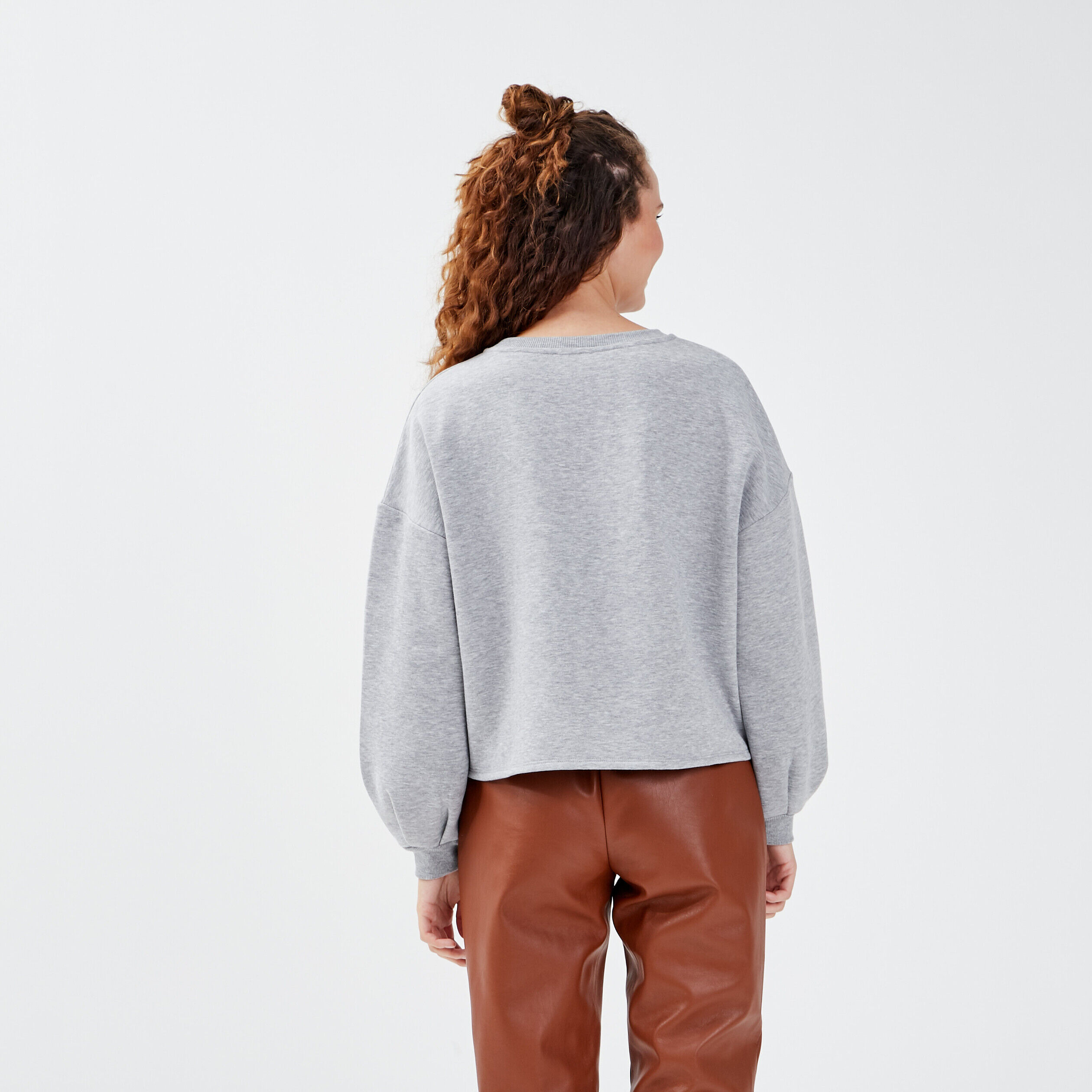 Sweat manches longues gris clair femme | Cache Cache