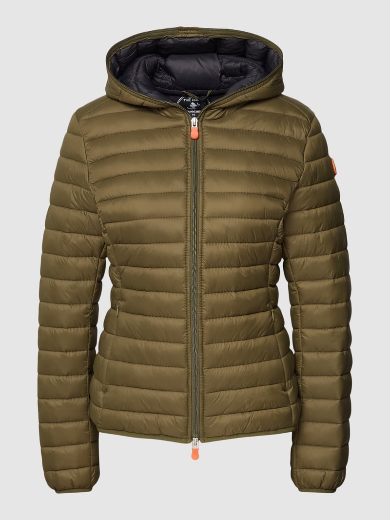Steppjacke mit Label-Detail Modell 'DIZY' in olivgrün