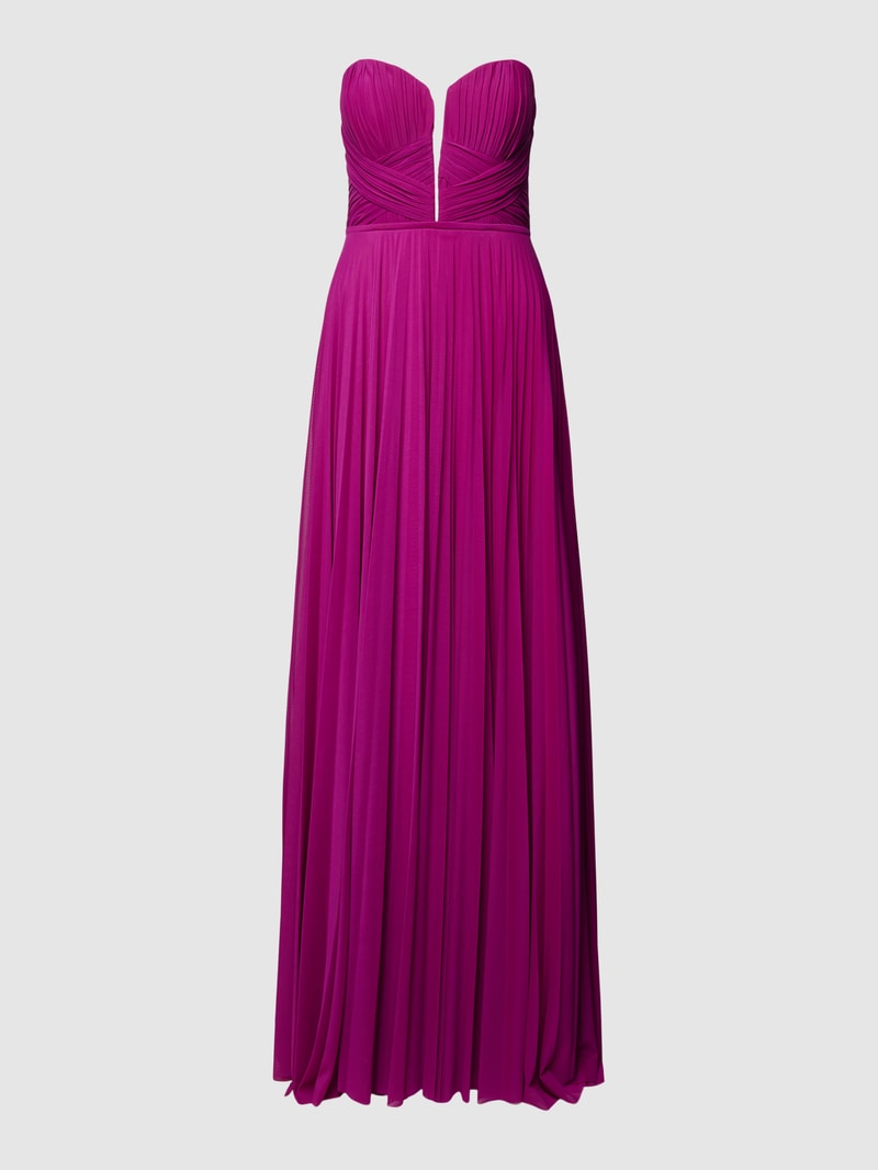 Abendkleid mit Plisseefalten in fuchsia