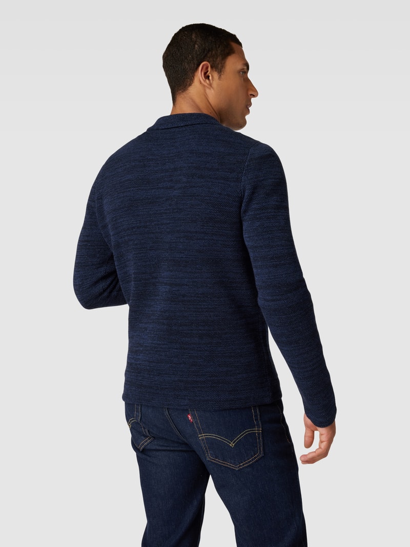 Strickjacke in Two-Tone-Machart mit Reverskragen in marineblau