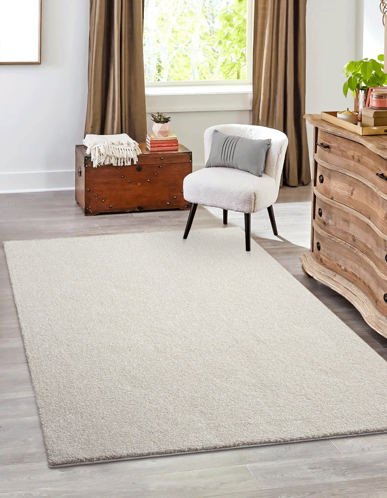 Teppich Grande Moderner Flauschiger Dichter Kurzflor Teppich, merinos, Rechteck, Höhe: 25 mm, Wohnzimmer, Schlafzimmer, Supersoft Feeling, Elegant und Pflegeleicht