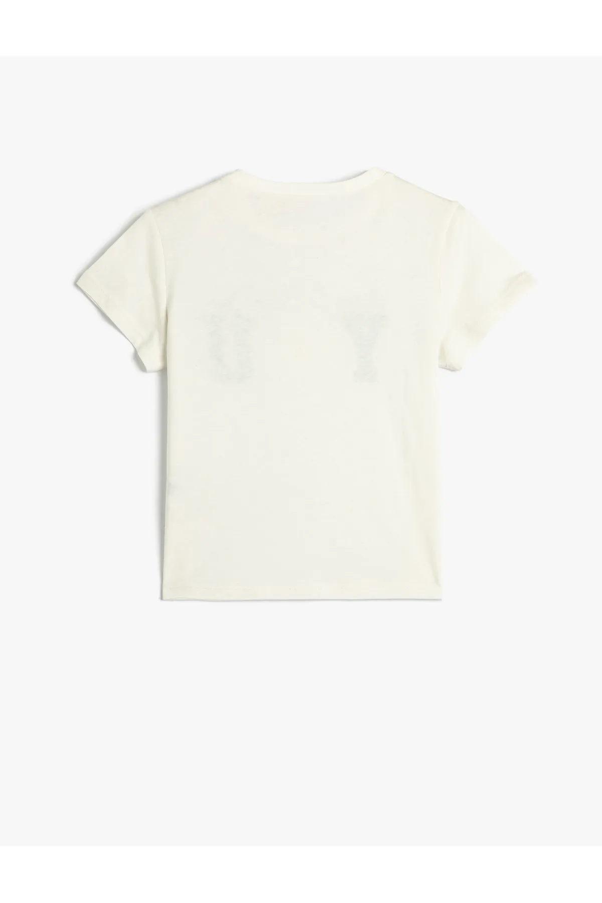 Koton  T-Shirt aus Baumwolle mit kurzen Ärmeln, Rundhalsausschnitt, gehäkelter Blumenapplikation und detaillierten Details