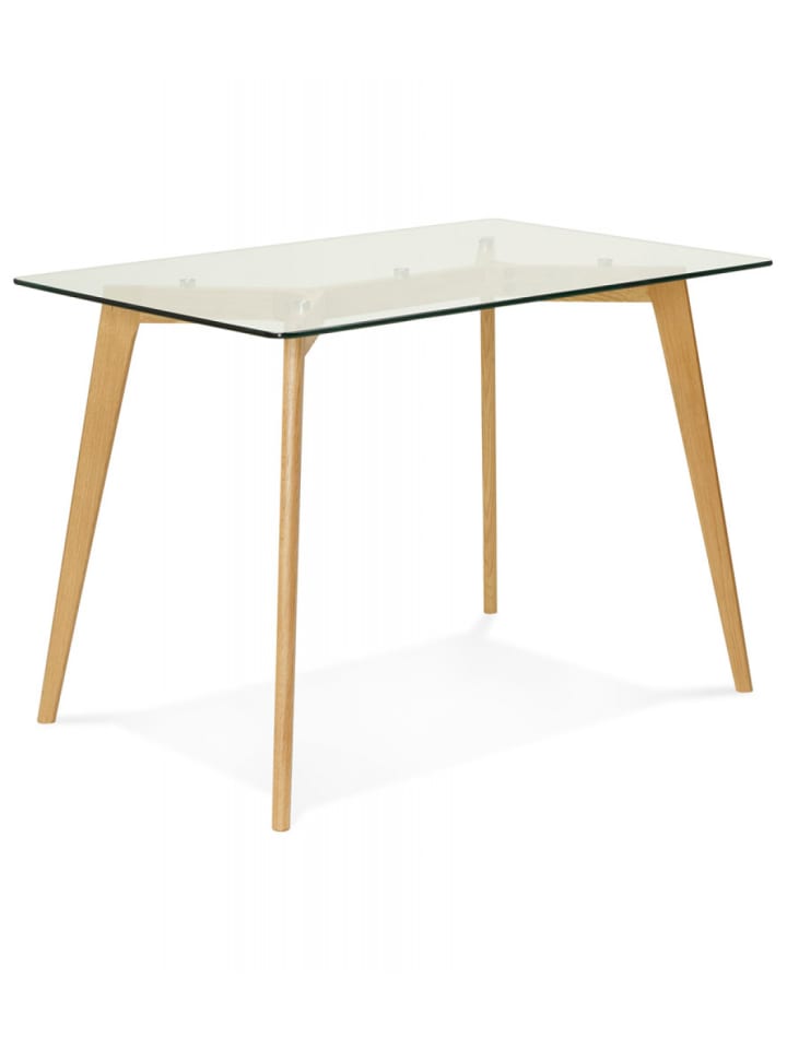 KADIMA DESIGN Glastisch Schreibtisch mit Holzbeinen | Moderner Designertisch günstig kaufen onesize