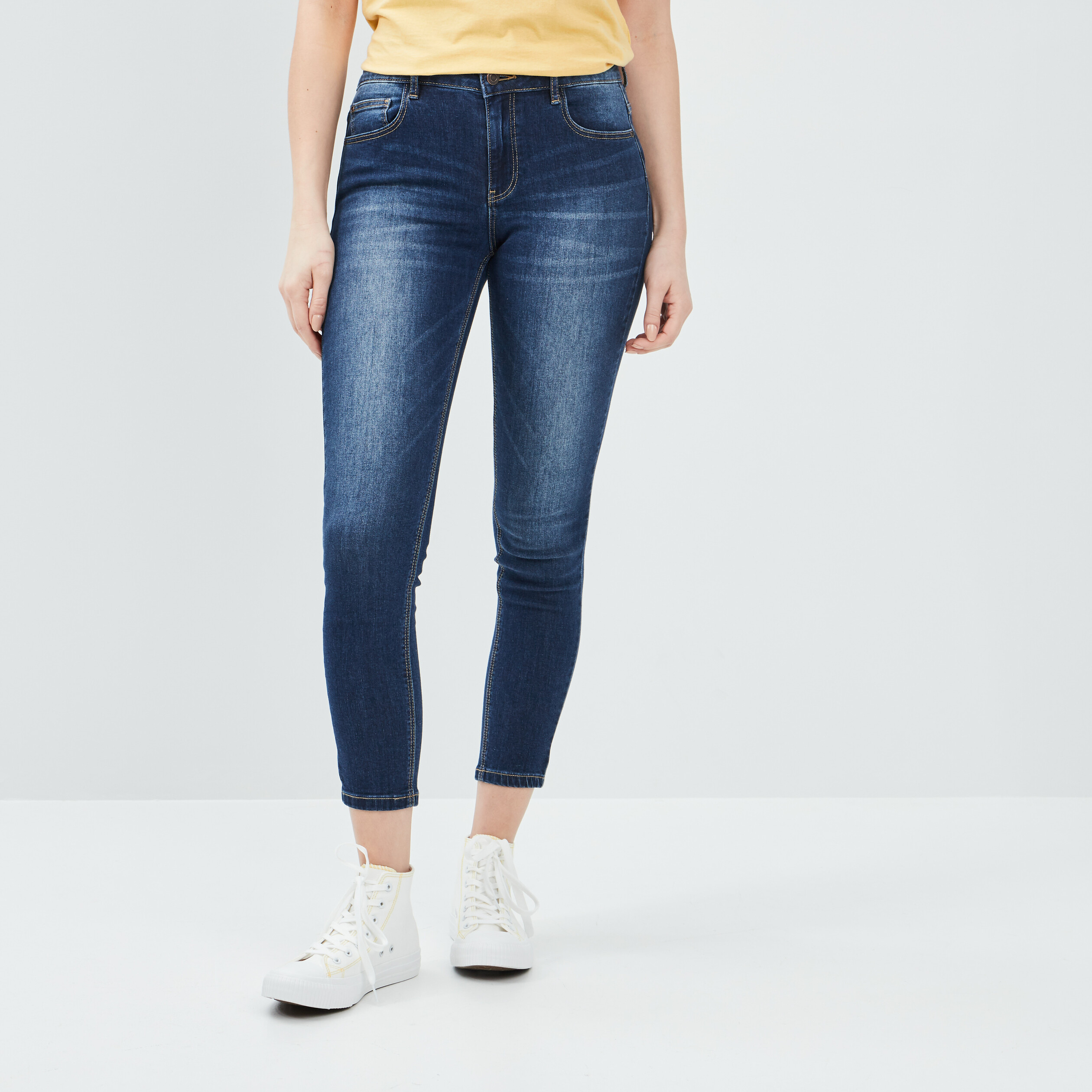 Jeans skinny 7 8ème taille standard denim brut femme | La Halle