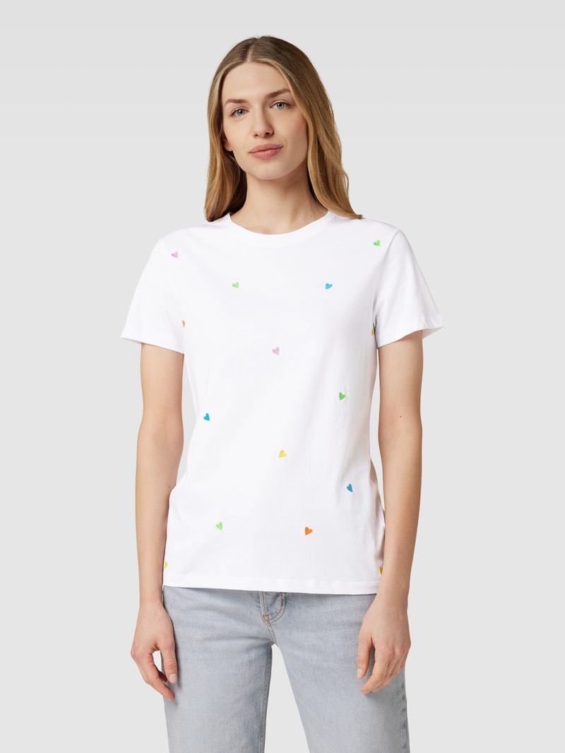 T-Shirt mit Allover-Motiv-Stitching in weiß