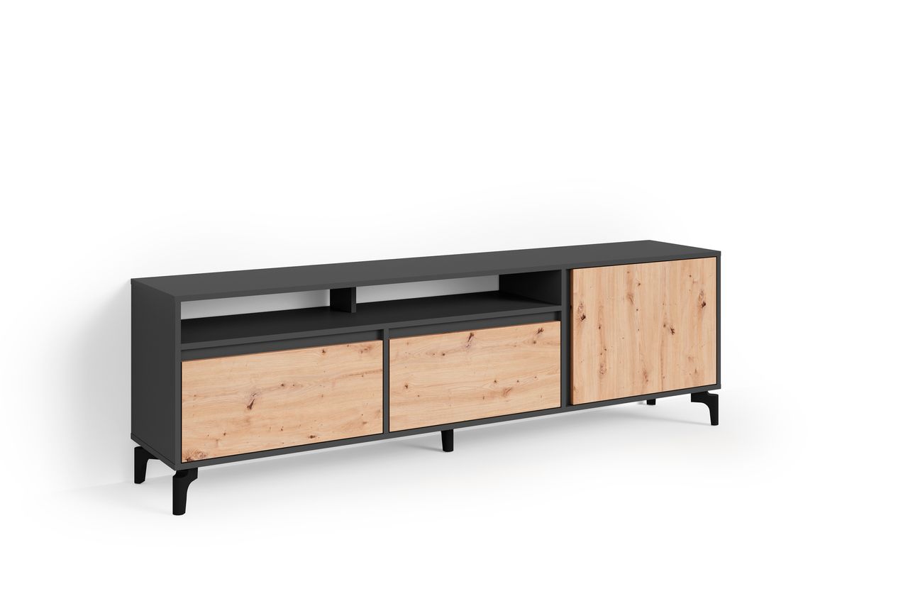 byLiving BLACKWOOD TV-Board, Breite 190 cm, anthrazit, Eiche-Optik