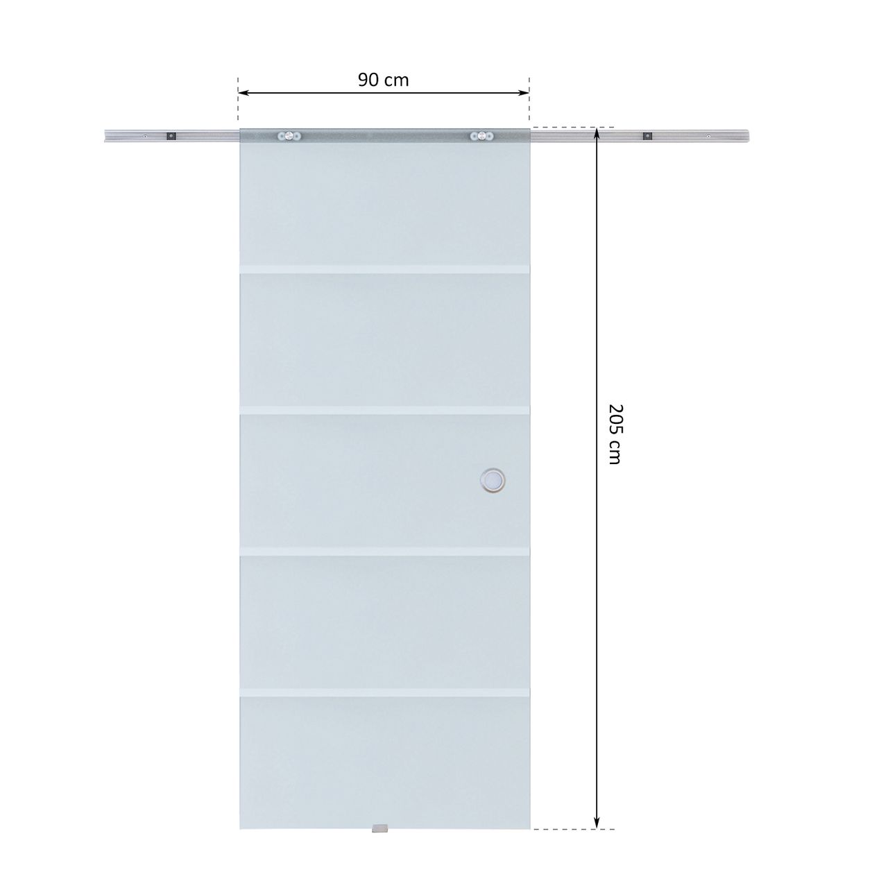HOMCOM Glasschiebetür Schiebetür Glastür Zimmertür teilsatiniert 775 / 900 / 1025 x 2050 mm