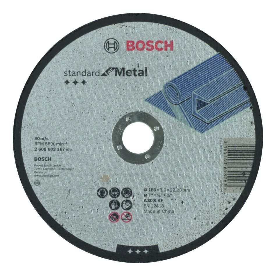 Bosch Blue Accessories 2608603167 Ίσιος δίσκος κοπής Standard για Metal A 30 S BF, 180 mm, 22,23 mm, 3 mm
