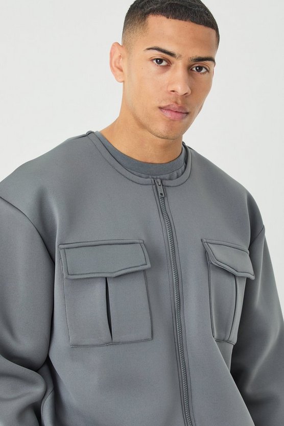Oversize Scuba Bomberjacke mit Cargo-Taschen