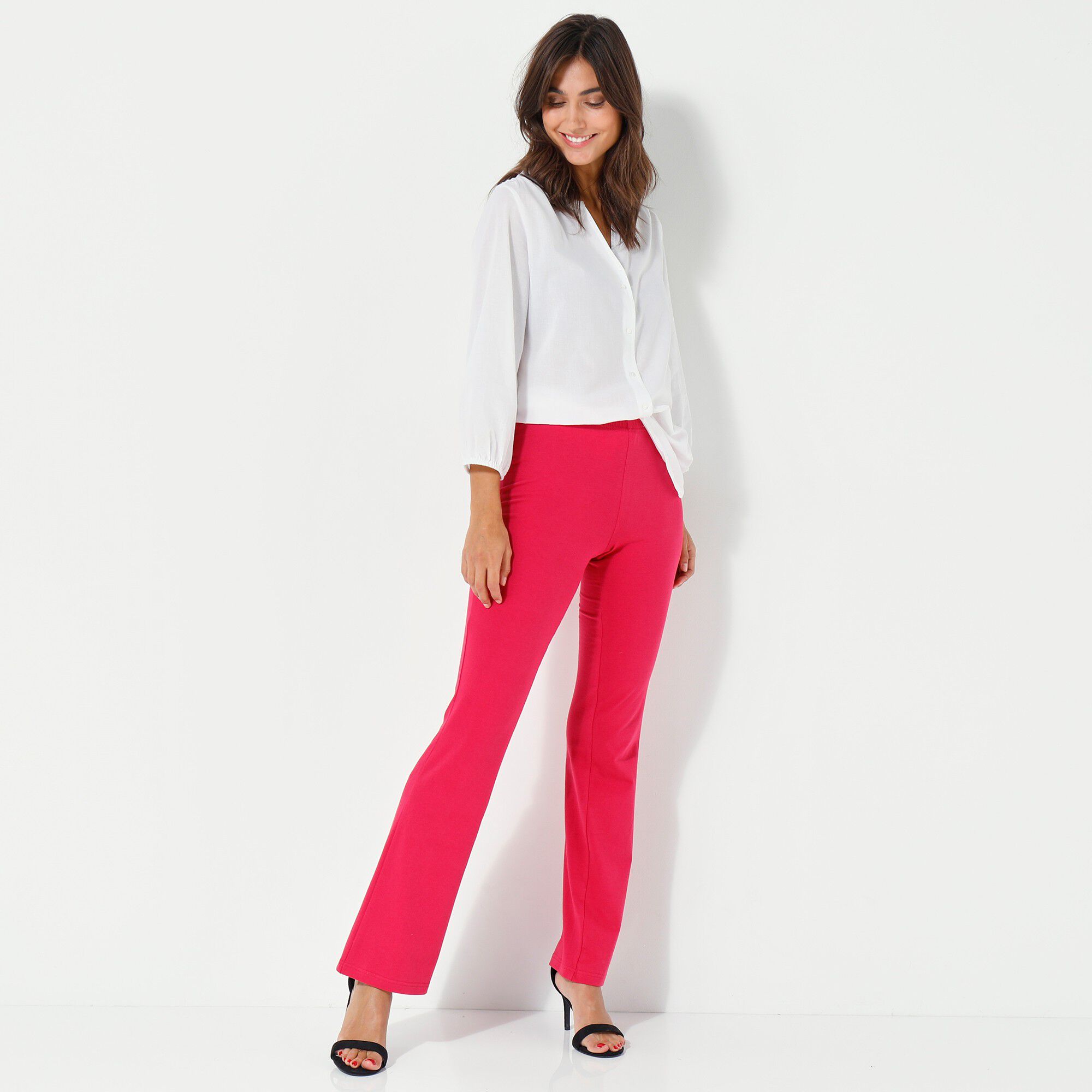 Legging bootcut uni, taille élastiquée