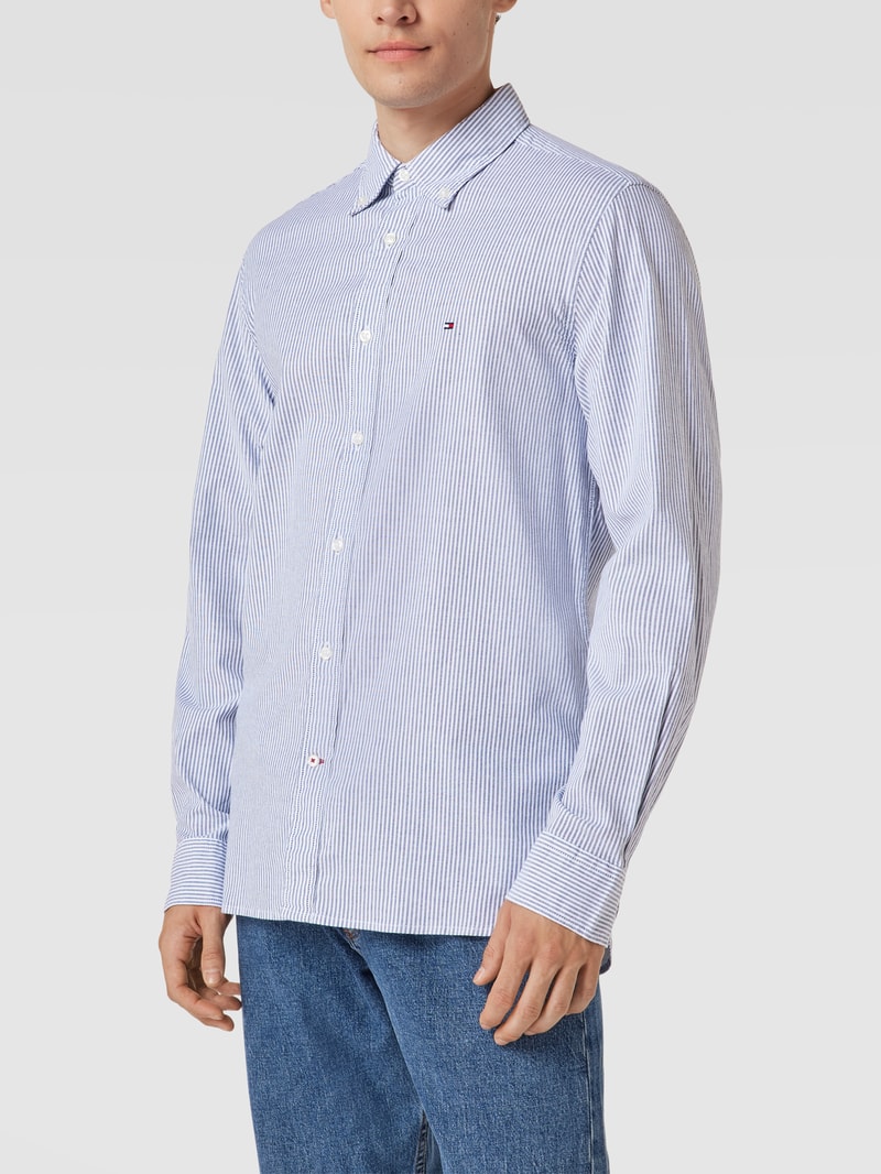 Regular Fit Freizeithemd mit Streifenmuster Modell 'CORE' in marineblau