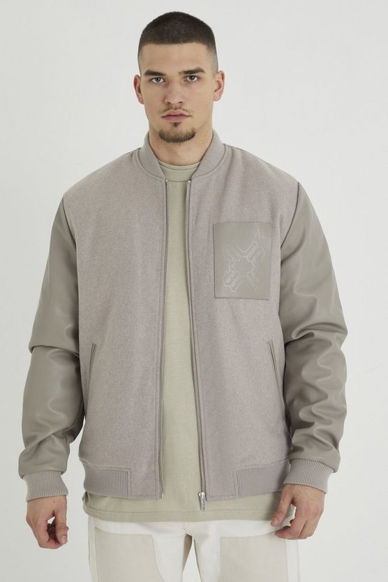 Tall Melton Bomberjacke mit PU-Aufnäher