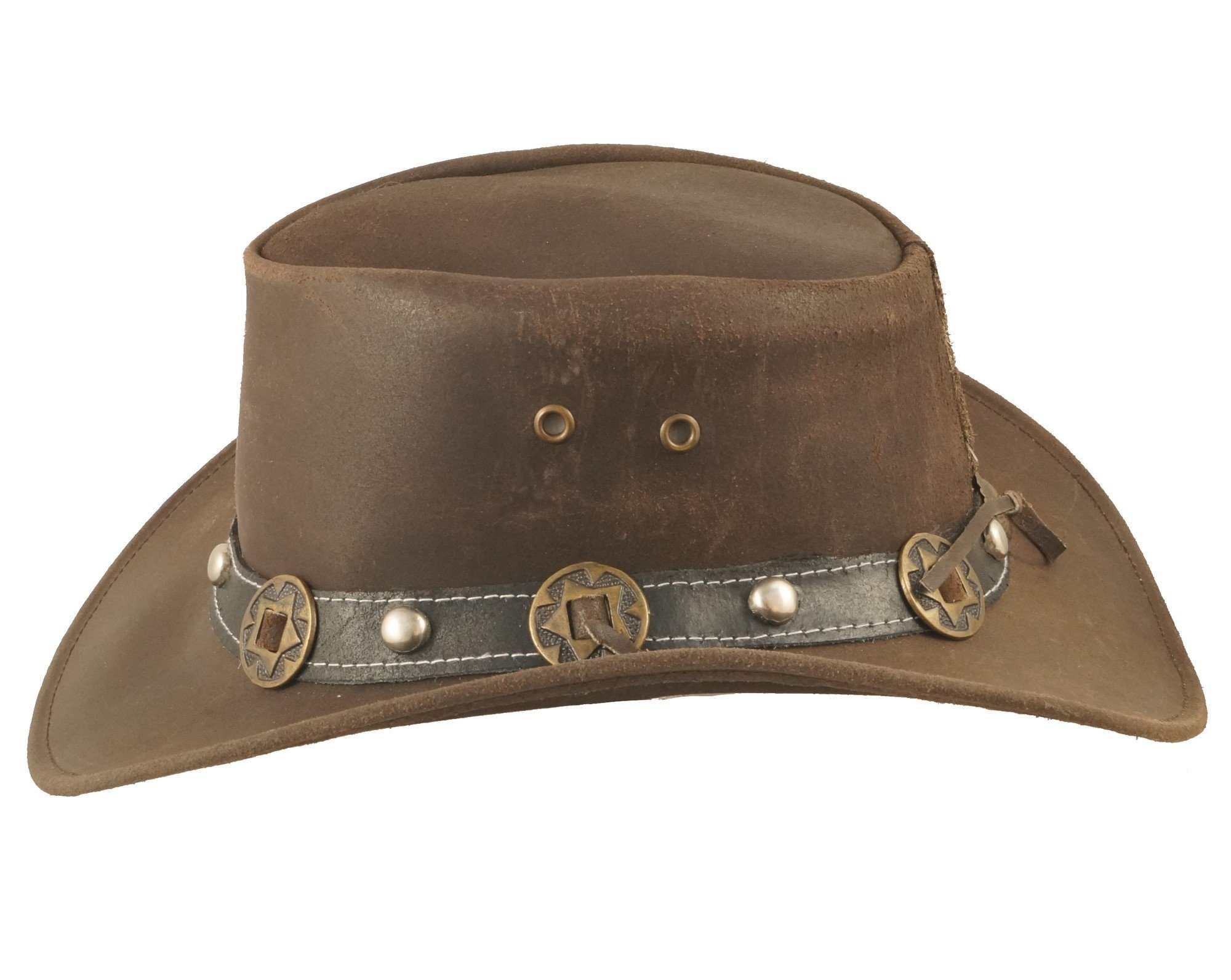 Scippis Cowboyhut Scippis Cowboyhut Conchos Echtleder braun Kinnriemen