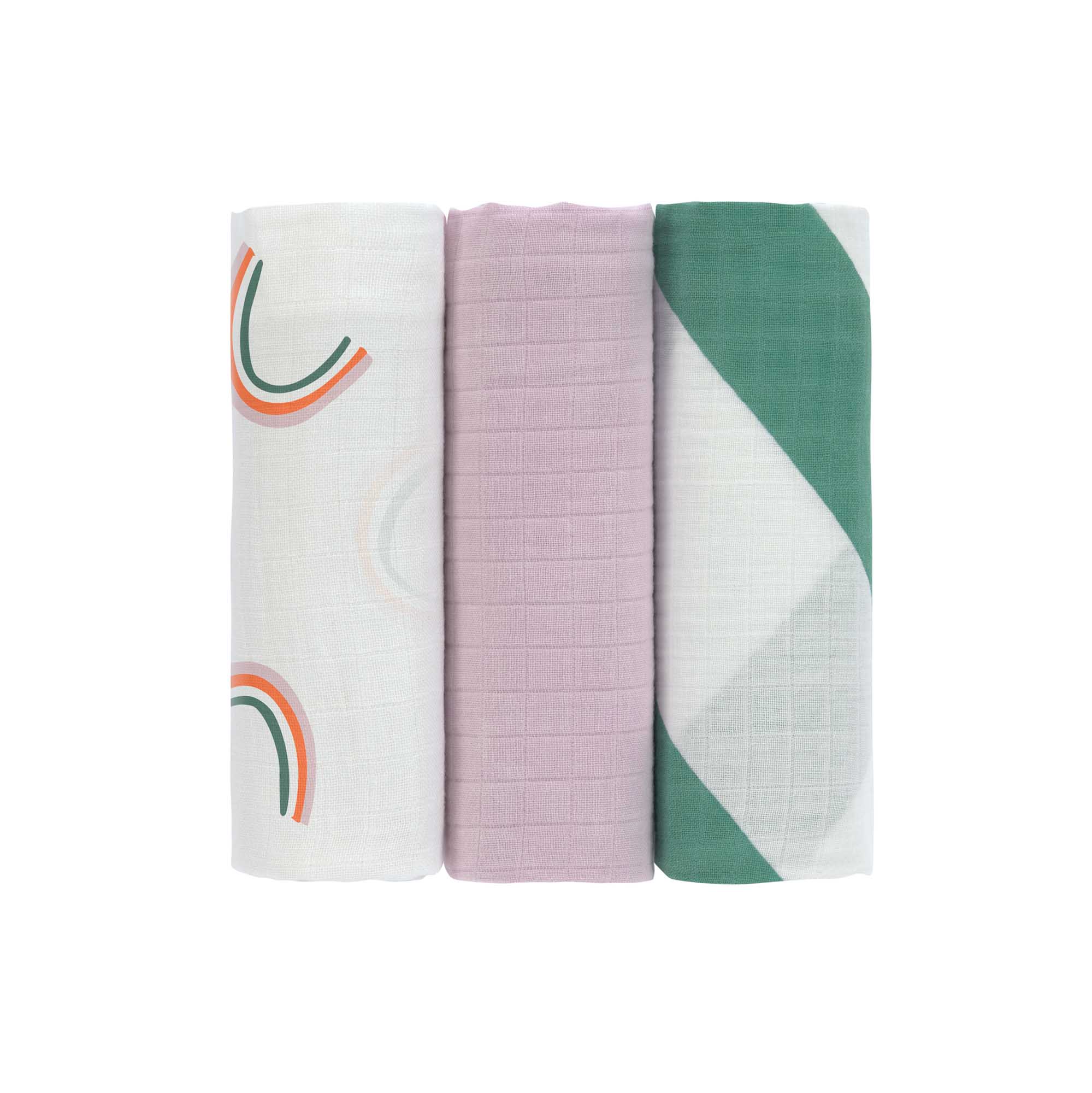 Mulltücher 3er Set 85 x 85 - Bio Baumwolle, Happy Rascals, Lila