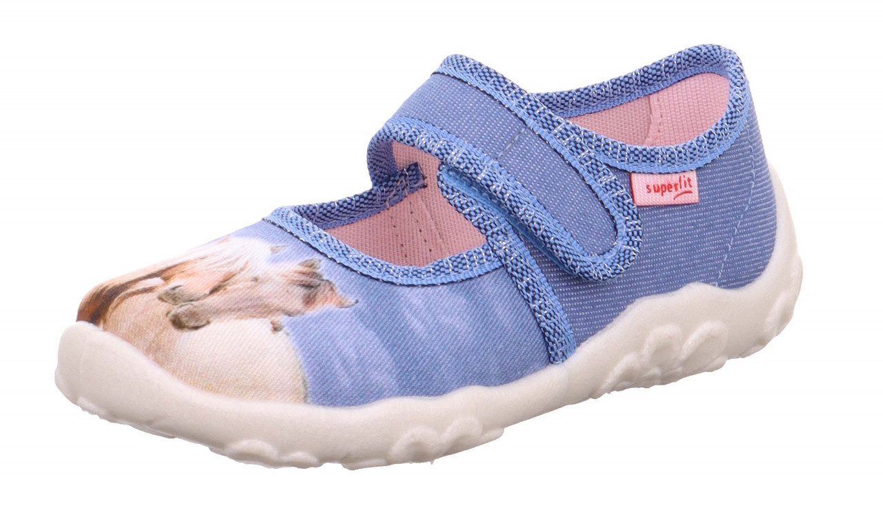 BONNY - Blau/Mehrfarbig Hausschuh mit Klettverschluss