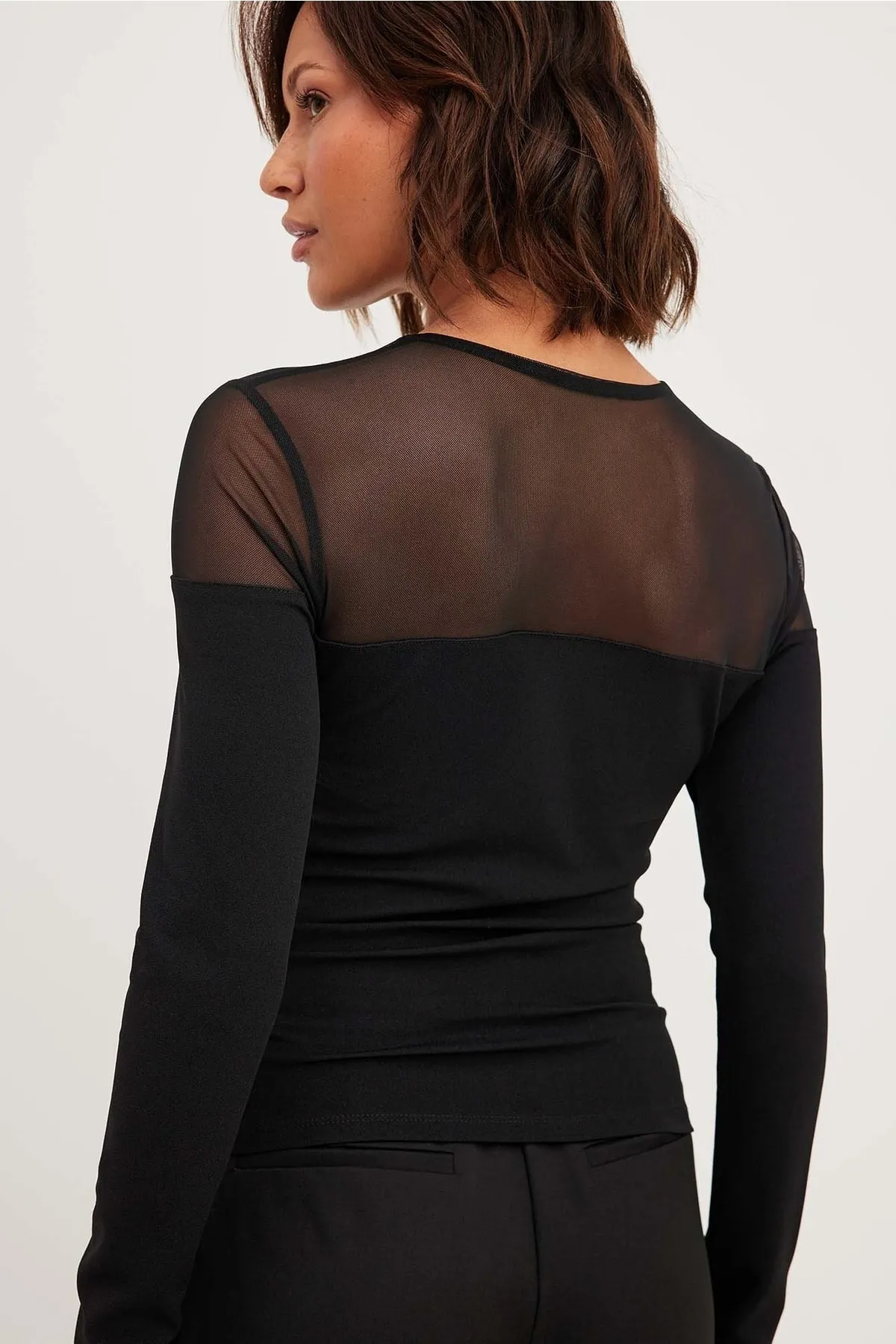 NA-KD  Langarm-Mesh-Oberteil
