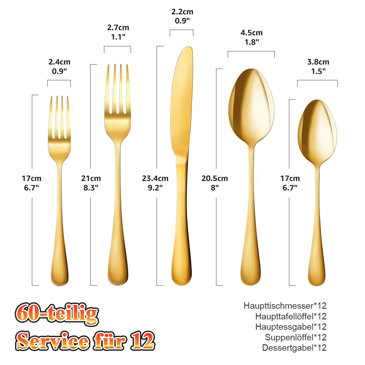 LifeImpree Besteck-Set 60tlg. Besteckset für 12 Personen mit luxuriöser Holzbox, Essbesteck Set aus Edelstahlbesteck, Spülmaschinenfest