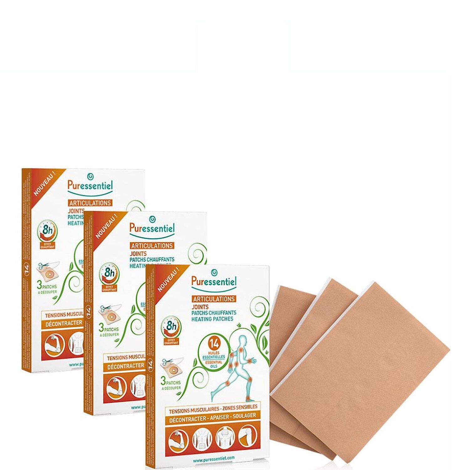 Puressentiel Articulations Lot de 3 x3 Patchs Chauffants