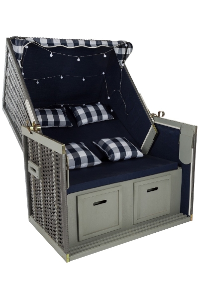 MyFlair Strandkorb blau/Weiß 2er Sitz inkl. LED