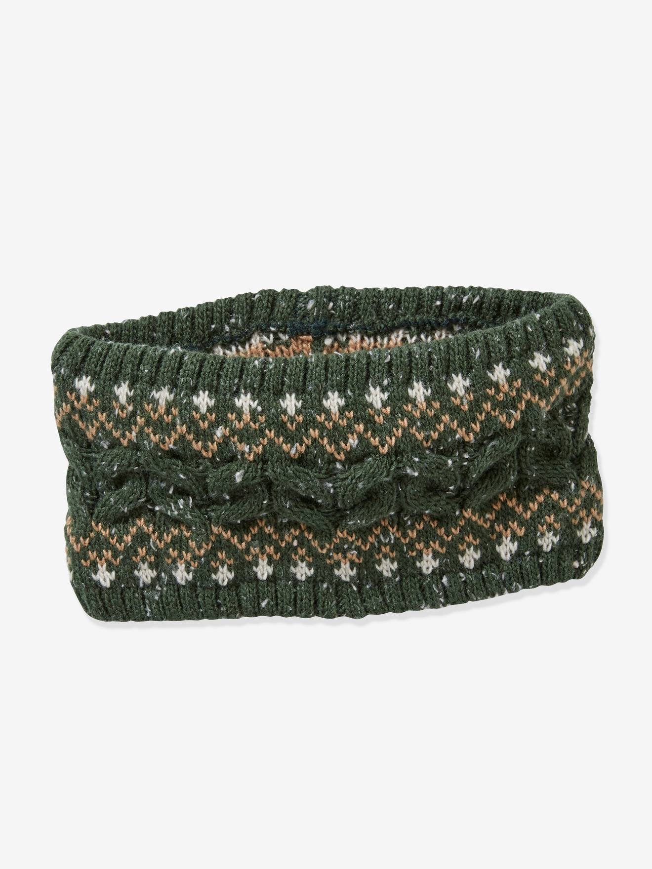 Snood en maille jacquard garçon vert forêt