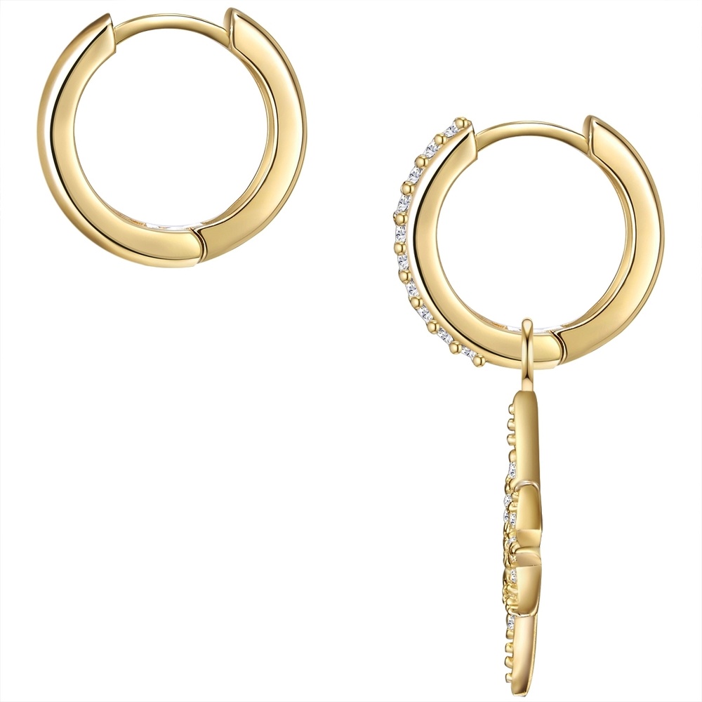 Glanzstücke München Créoles en argent Étoilé Argent sterling Oxyde de zirconium (CZ) en Or jaune Boucles d'oreilles