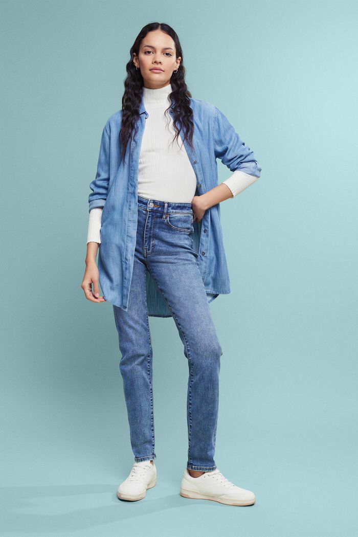 High Rise Jeans mit Washed-Out-Effect