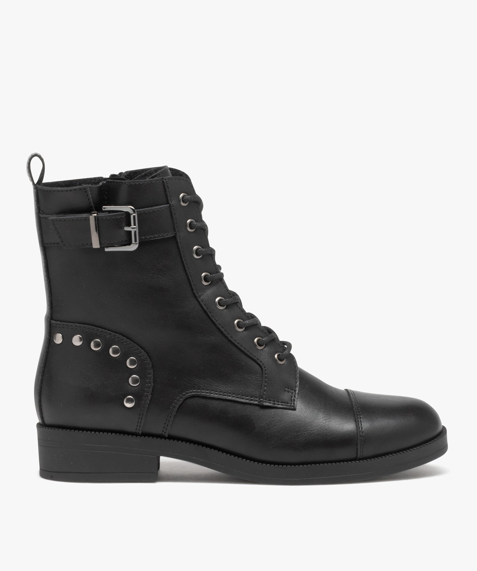 Boots femme unies style rock fermeture lacets et zip noir | GEMO