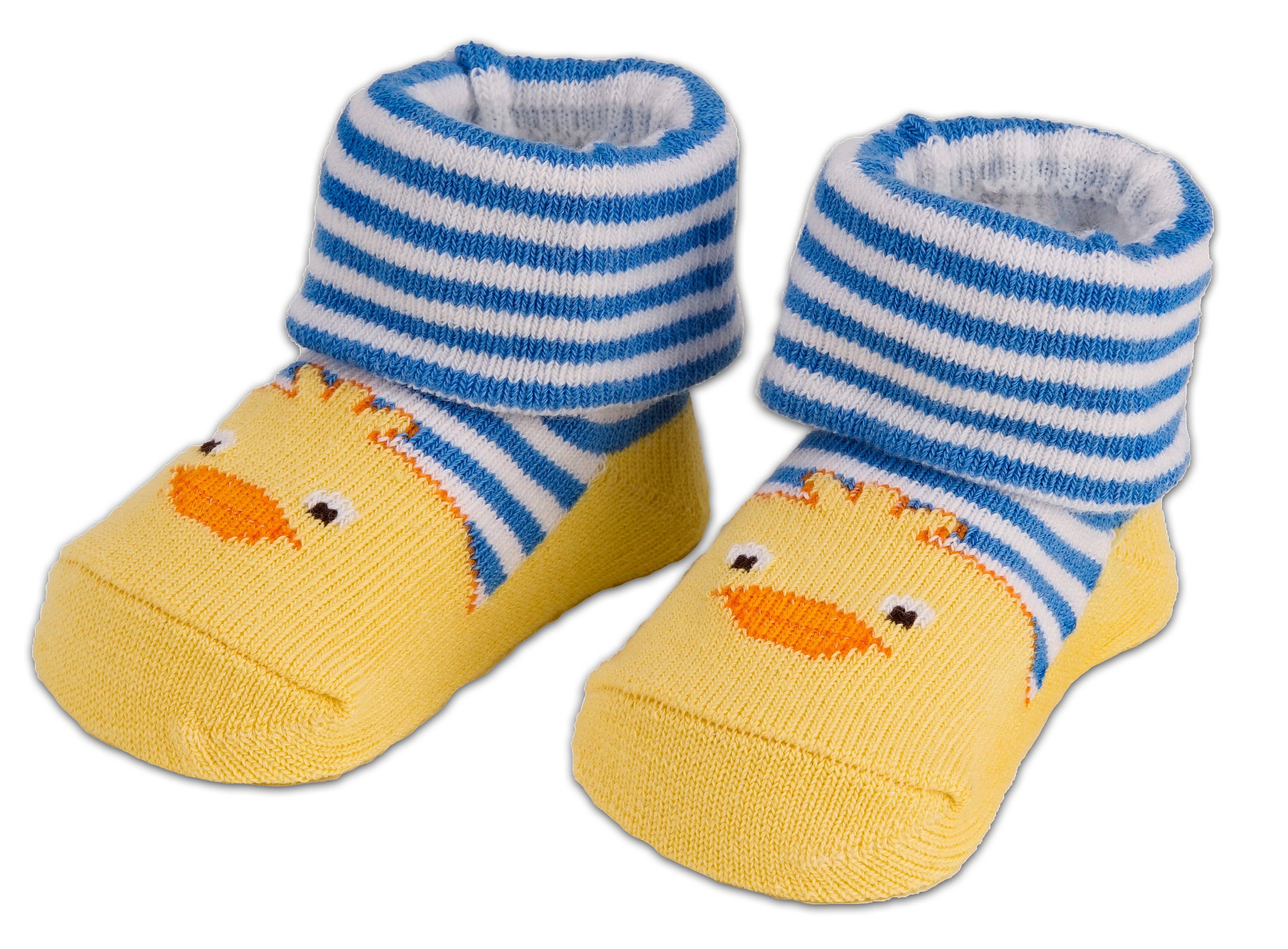 BRUBAKER Socken Babysocken für Jungen und Mädchen 0-12 Monate (4-Paar, Baumwollsocken mit Tier Motiven) Baby Geschenkset für Neugeborene in Geschenkverpackung mit Schleife