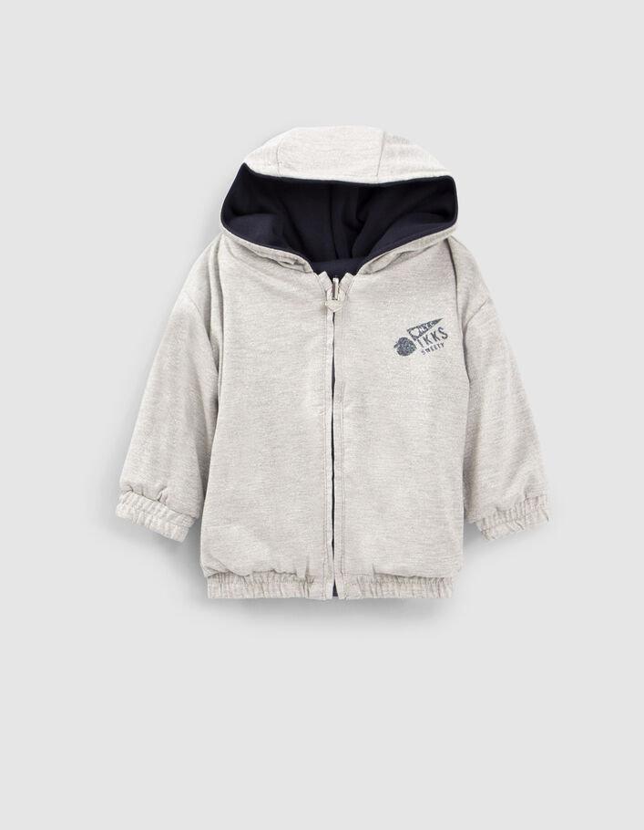 Cardigan réversible gris lurex et marine bébé fille