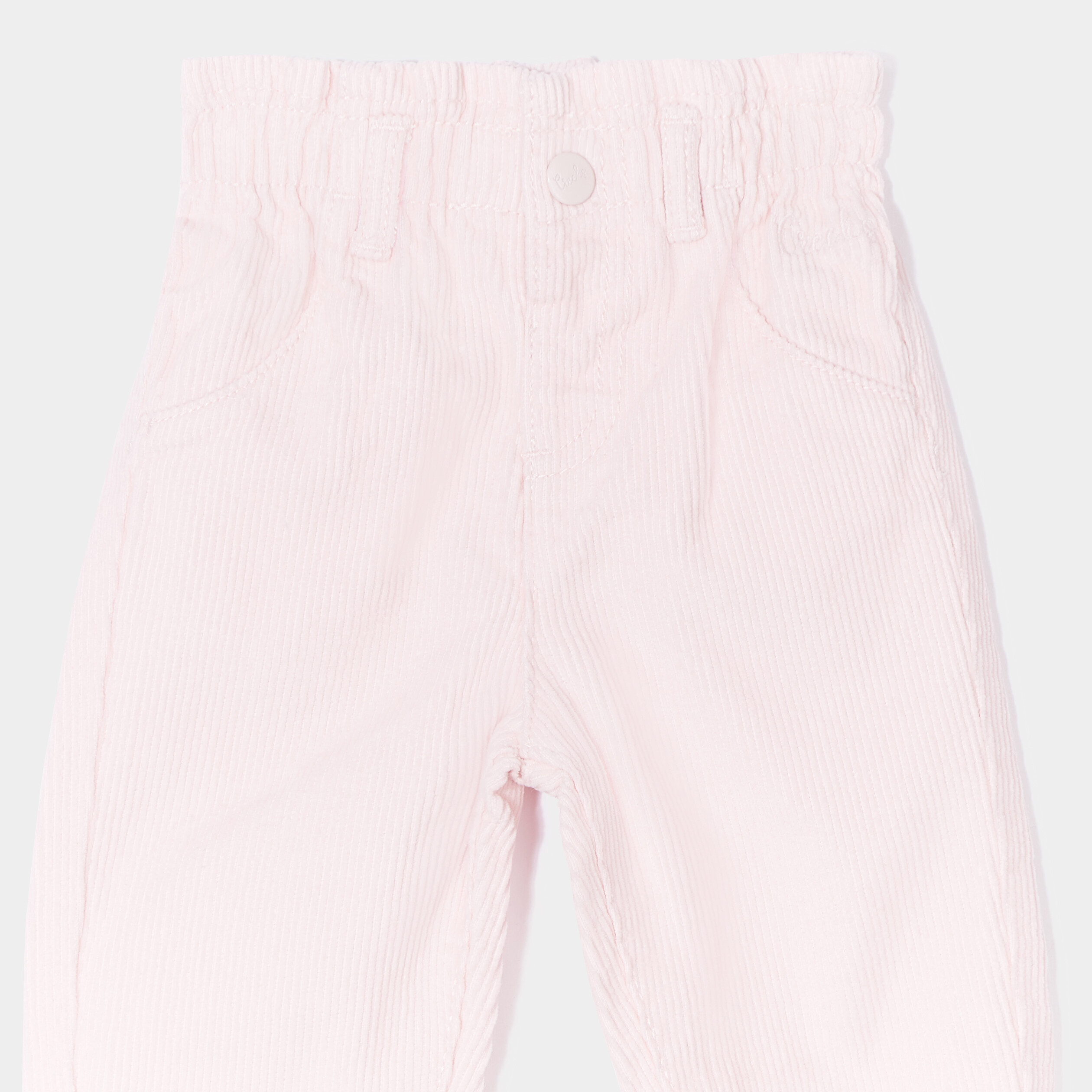 Pantalon slouchy velours côtelé Creeks rose clair bébé fille | La Halle