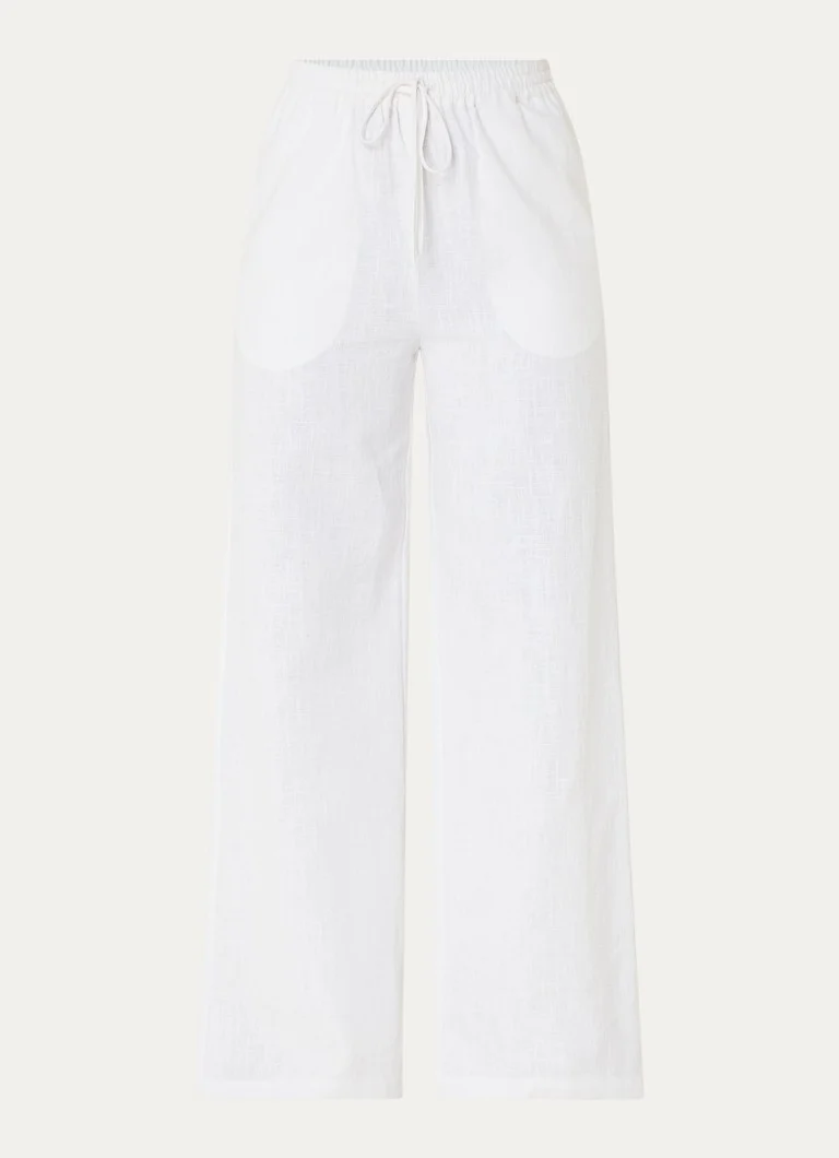 Pantaloni palazzo a vita alta e gamba larga modello Loise di Co'Couture, in lino