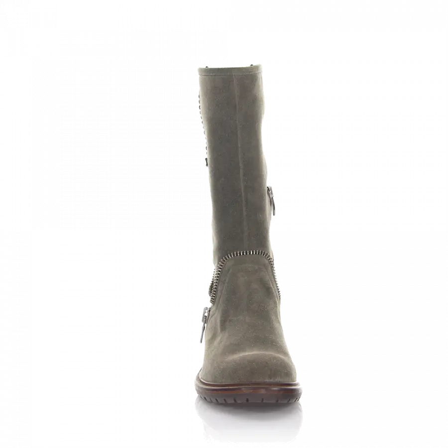 Rossano Bisconti - Stiefel SENSORY Veloursleder Metallverzierung Zierreißverschluss grau - grau