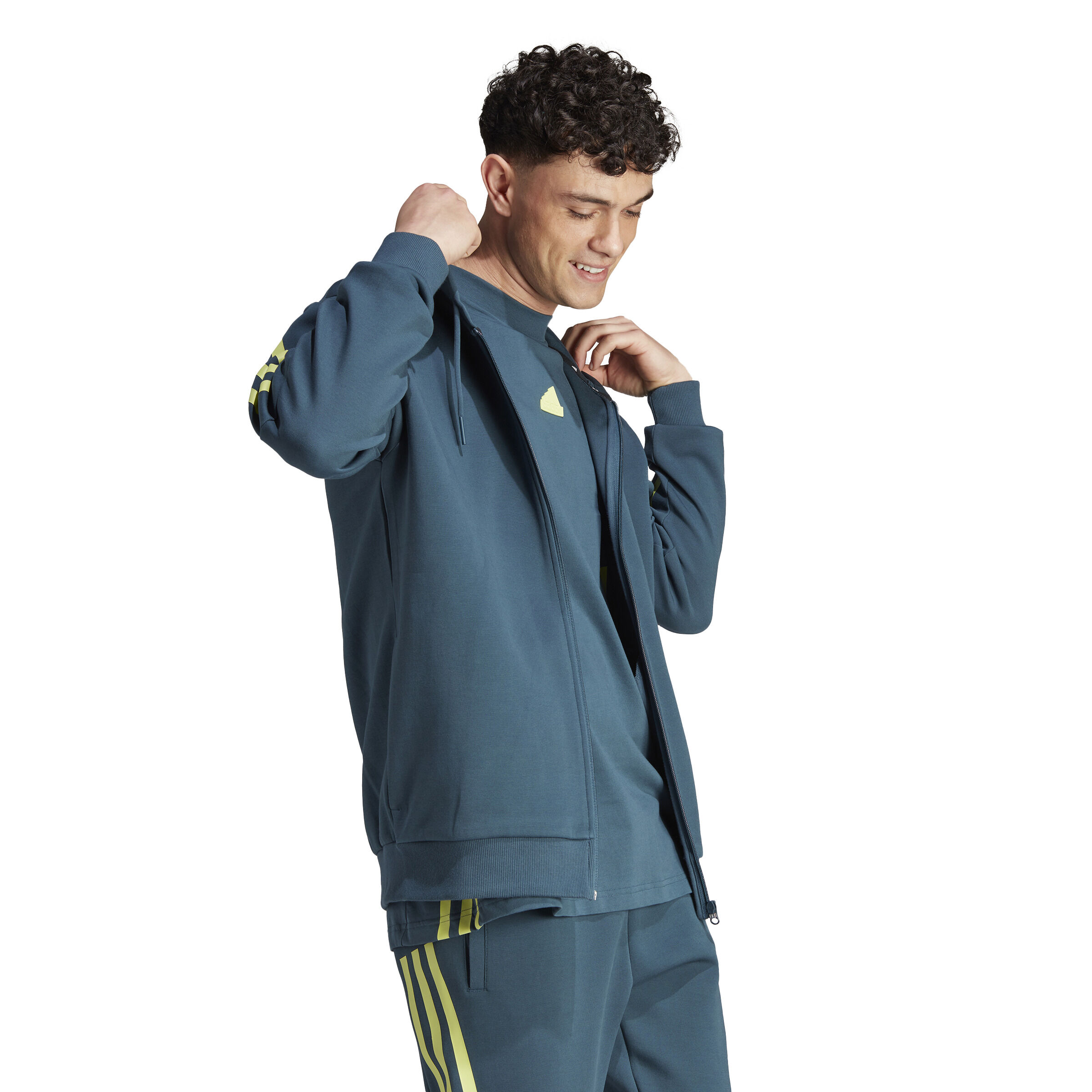 Future Icon 3 Stripes Full-Zip Sweatjacke Herren - Dunkelgrau