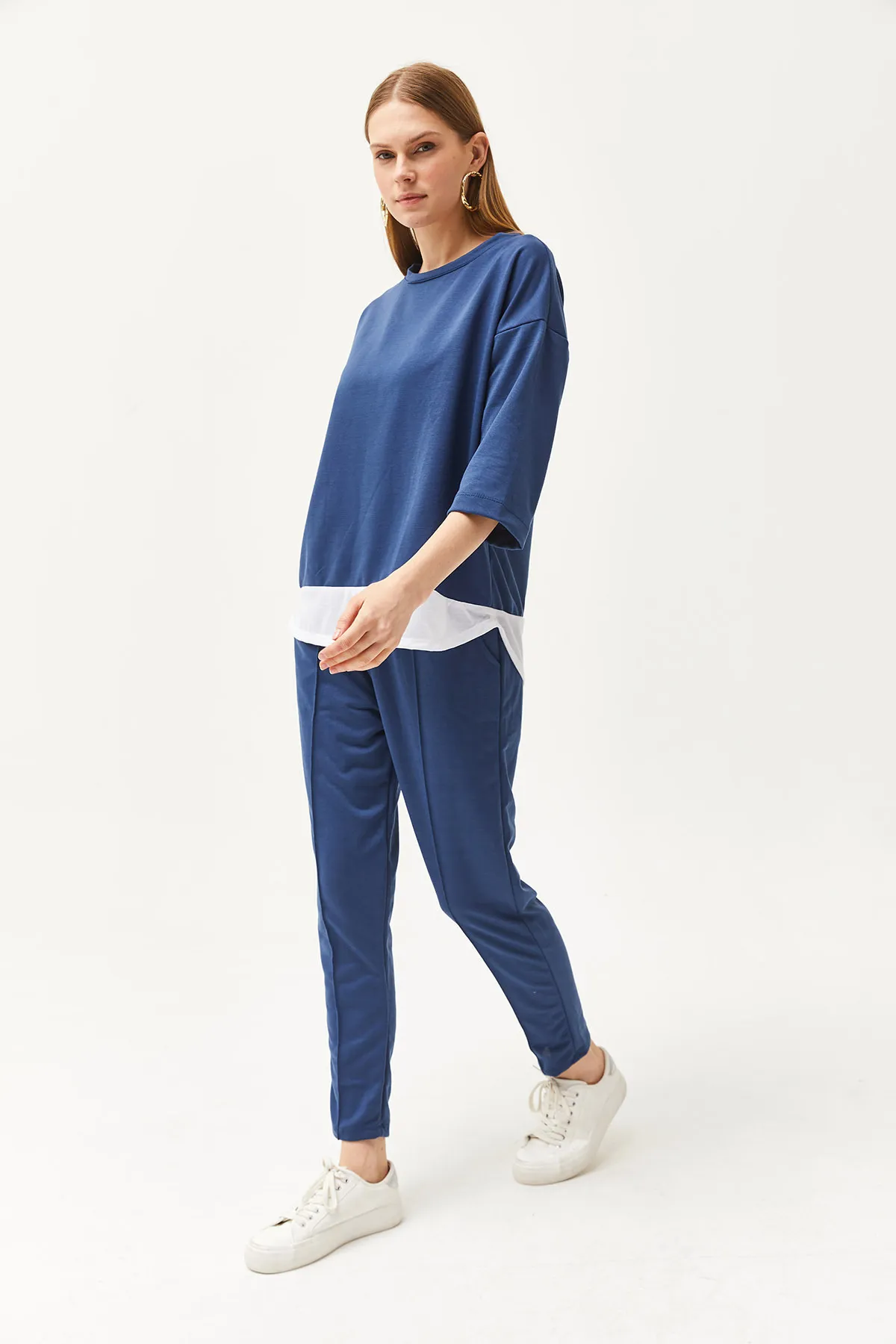 Olalook  Indigo-garniertes Oberteil- und Unterteil-Set für Damen TKM-19000274