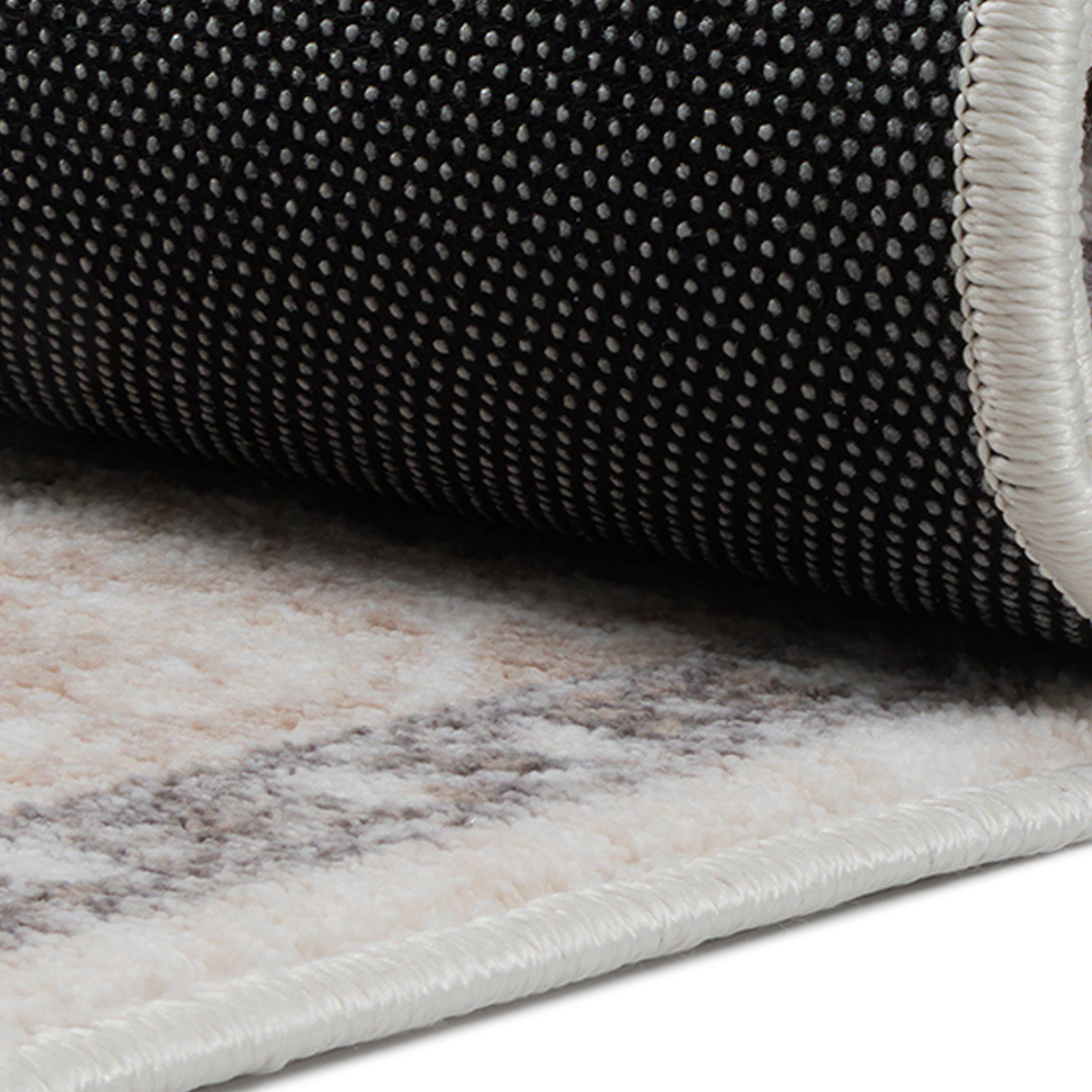 Teppich Wohnzimmerteppich im orientalischen Stil gemütlich beige, Teppich-Traum, rund, Je nach Licht heller-dunkler, Rückseite: „dot backing“ rutschfest