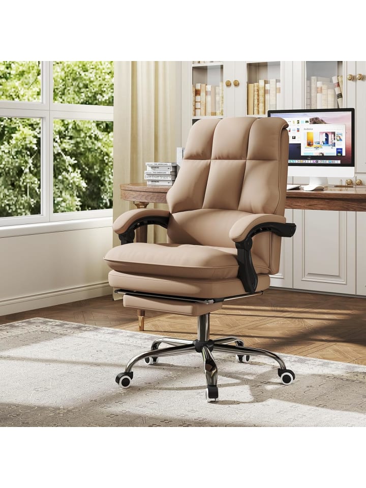 COSTWAY Ergonomischer Bürostuhl mit Fußstütze in Khaki günstig kaufen onesize