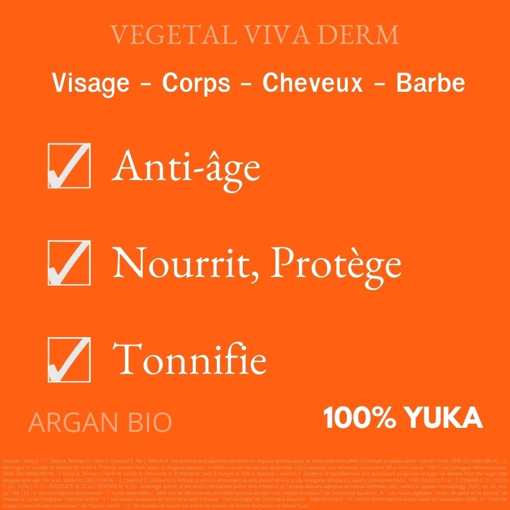 vegetal viva derm Huile d'ARGAN BIO 100% pure et BIO visage corps cheveux