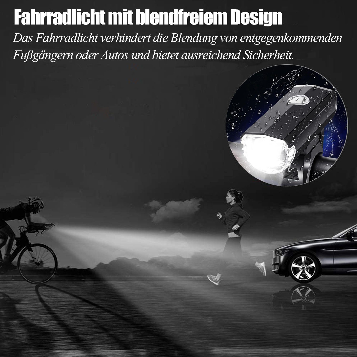zggzerg Fahrradbeleuchtung LED Akku Fahrradlampe mit Front Rücklicht Wasserdicht Wiederaufladbare